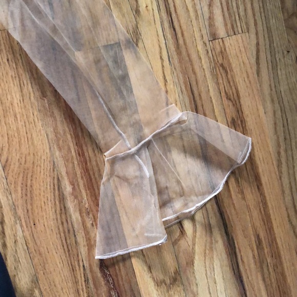 Anthro Sunday in Brooklyn Long-Sleeve Tie-Neck Mesh Top Anthropologie Boho Sheer - Picture 8 of 11